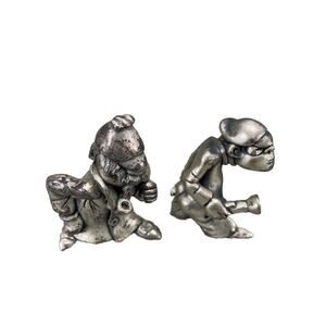 Vintage Peltro Pewter Figurines- Detective - Crook ~ Made in Italy Set of 2